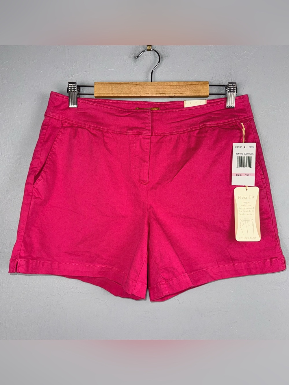 ReCreation Shorts Women’s 10P Hot Pink 5” Flexi-Fit Mid Rise (New)
